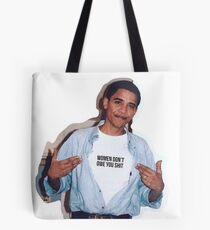 Bolsa de tela las mujeres del meme de obama no le deben etiqueta engomada de la camisa
