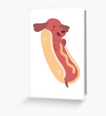 Hotdog Dachshund Weiner Hot Sausage Dog Cute Cartoon Critter Greeting Card