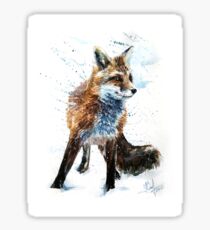 Fox, animals, watercolor, wild, illustration, wildlife, kostart Sticker