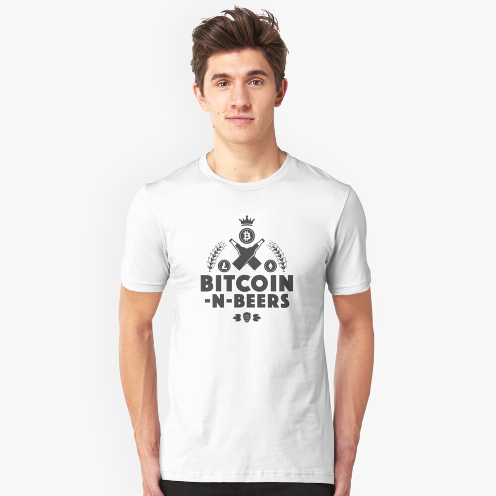 Bitcoin-N-Beers (Center / Light) Slim Fit T-Shirt