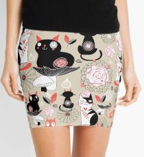 Floral pattern with cats Mini Skirt