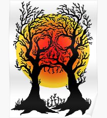 FULL MOON SKULL TREES - HALLOWEEN DESIGN Poster