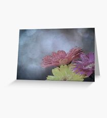 Flower on old vintage color grunge background Greeting Card