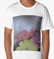 Flower on old vintage color grunge background Long T-Shirt