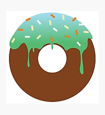 Green Glazed Chocolate Donut Photographic Print