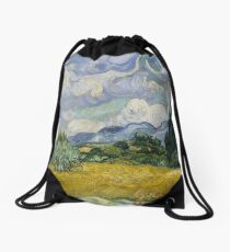 Wheat Field with Cypresses Drawstring Bag