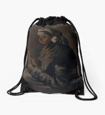 The Potato Peeler (reverse: Self-Portrait with a Straw Hat) Drawstring Bag