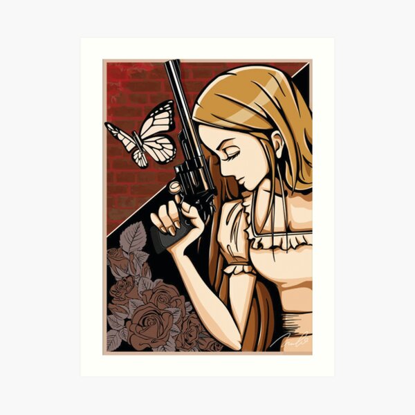 Girl Took A Gun Art Print
