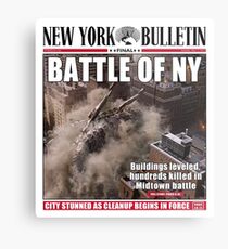 Lienzo metálico Portada del periódico 'Battle of New York'