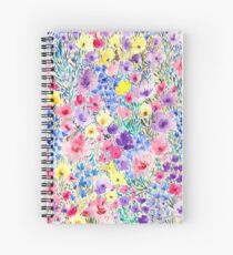 colorful field flowers watercolor Spiral Notebook