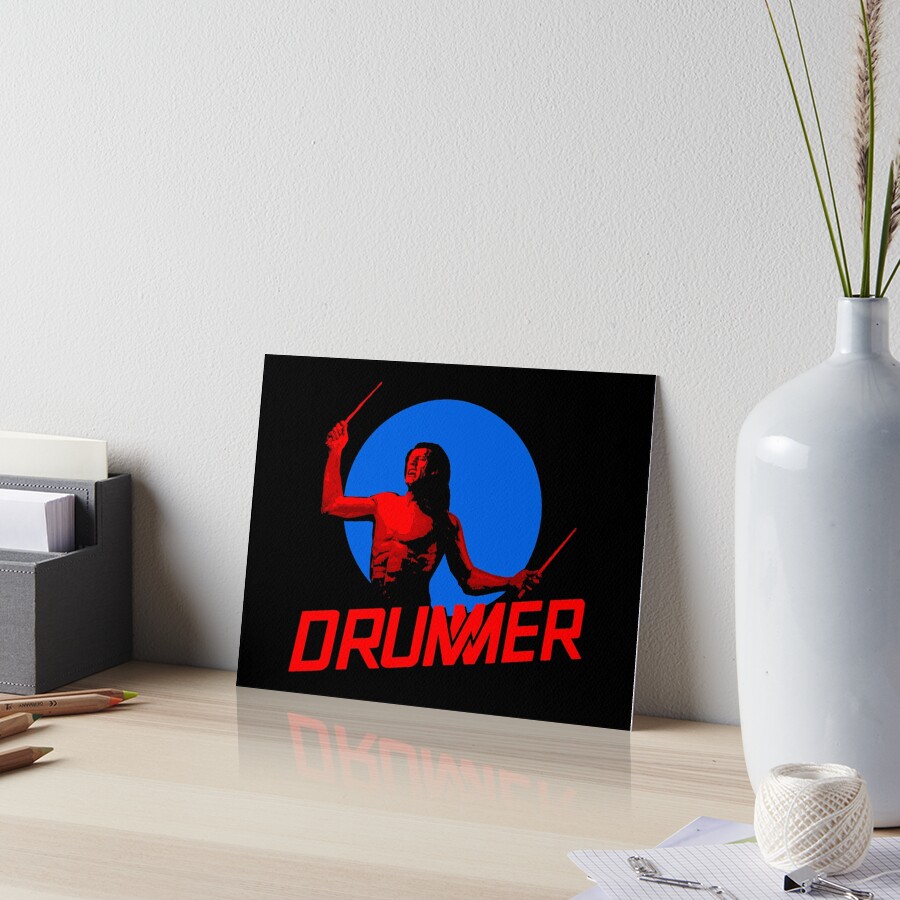 DRUMMER Logo and Figure Art Board Print