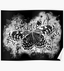 gxp butterfly beautiful strong free splatter watercolor black negative Poster
