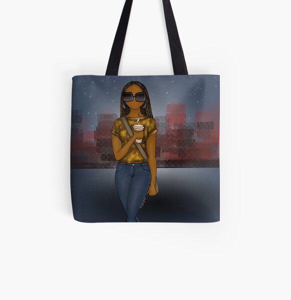 City Lights Afrocentric All Over Print Tote Bag