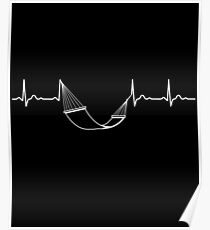 Sleeping Camping Hammock Heartbeat EKG Shirt Gear Poster
