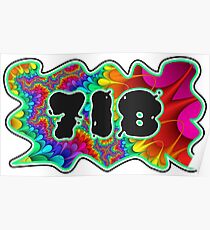 ABSTRACT, GROOVY, AND PSYCHEDELIC 718 DESIGN - VIBRANT COLORS WITH YOUR FAVORITE AREA CODE Poster