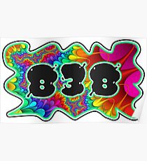ABSTRACT, GROOVY, AND PSYCHEDELIC 838 DESIGN - VIBRANT COLORS WITH YOUR FAVORITE AREA CODE Poster