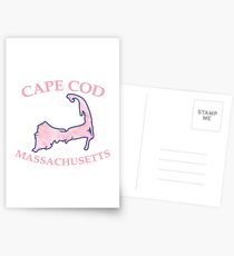 Preppy Vineyard Pink Cape Cod Massachusetts Map Postcards