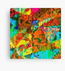 geometric triangle polygon pattern abstract in orange green yellow blue Canvas Print