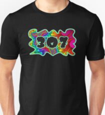 ABSTRACT, GROOVY, AND PSYCHEDELIC 307 DESIGN - VIBRANT COLORS WITH YOUR FAVORITE AREA CODE Unisex T-Shirt