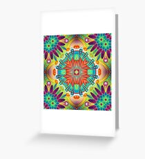 yellow psychedelic cover bright black red seamless colorful repeat pattern Greeting Card