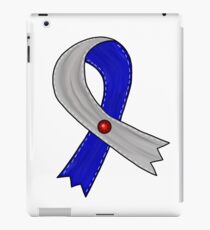 Blue and Gray Ribbon with Red Jewel iPad Case/Skin