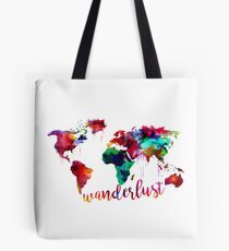 Bolsa de tela Mapa mundial de la acuarela Wanderlust