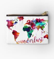 Watercolor Wanderlust World Map Studio Pouch