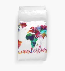 Watercolor Wanderlust World Map Duvet Cover