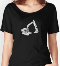 Digger Construction Funny Cute Backhoe Bulldozer Black White Women's Relaxed Fit T-Shirt
