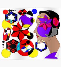 Abstract with a Pinwheel, Profile and Shapes Poster