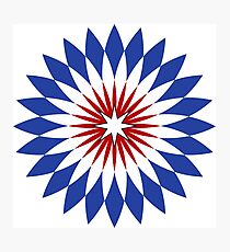 Stylish Red White and Blue Color Star Floral Rosette Design - 4 Photographic Print