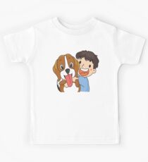 Boy Hugging A Beagle Kids Tee