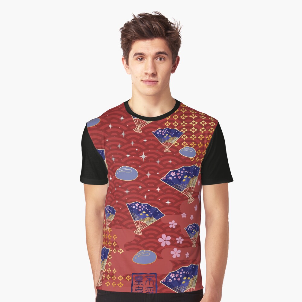 Asian Fans Moon Bunny - Red Graphic T-Shirt