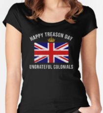 Independence Day Shirt Happy Treason Day USA 4th of July Tee Women's Fitted Scoop T-Shirt