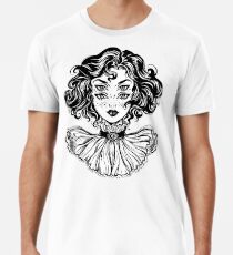 Portrait de tête de fille de sorcière gothique avec des cheveux bouclés et quatre yeux. T-shirt premium homme