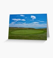 Golf course next to the sea,famous Seven Sisters white cliffs in the background. Greeting Card