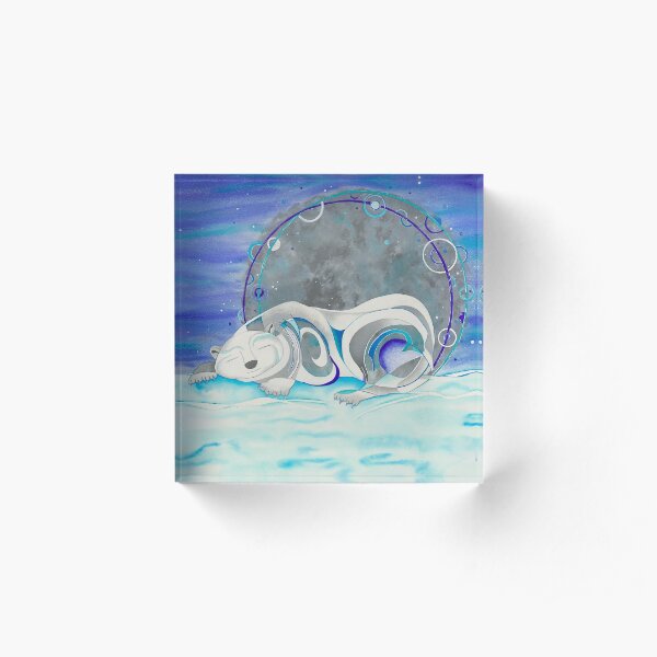 Sleeping Polar Bear Winter Sleep Acrylic Block