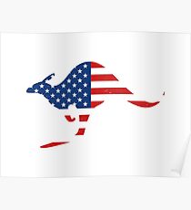 Kangaroo American Flag Poster
