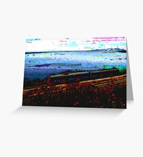 Train Near Ocean Painting Greeting Card
