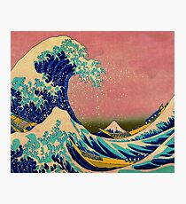 The Great Wave in Pink Japanese Art Photographic Print