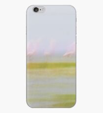 Pink and green hues nature abstract of pink flamingos in wetland Namibia. iPhone Case