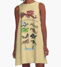 A Variety of Draconic Creatures A-Line Dress