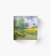 Digital paintings rural landscape. Fine art. Acrylic Block