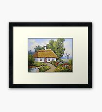 Oil paintings rural landscape. Fine art. Framed Print
