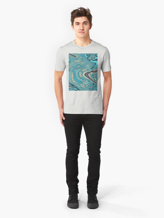 Alternative Ansicht von abstrakter Strandmarmormuster aquamariner Türkis wirbelt Slim Fit T-Shirt