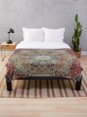 Vintage Antique Persian Carpet Throw Blanket