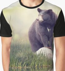 Black Bear on a rock near water Graphic T-Shirt