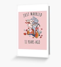 Just Married 11 Year Ago - 11th Anniversary Couple Bunnies Tee, Phone Cases And Other Gifts Greeting Card