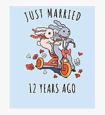 Just Married 12 Years Ago - 2nd Anniversary Couple Bunnies Tee, Phone Cases And Other Gifts Photographic Print