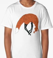 Jumping fox in the snow - Animal Illustration - Kitsune in snow scene Long T-Shirt